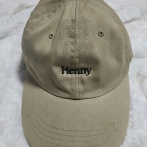 Henny Logo Twill Beige Dad Hat with Adjustable Strap One Size